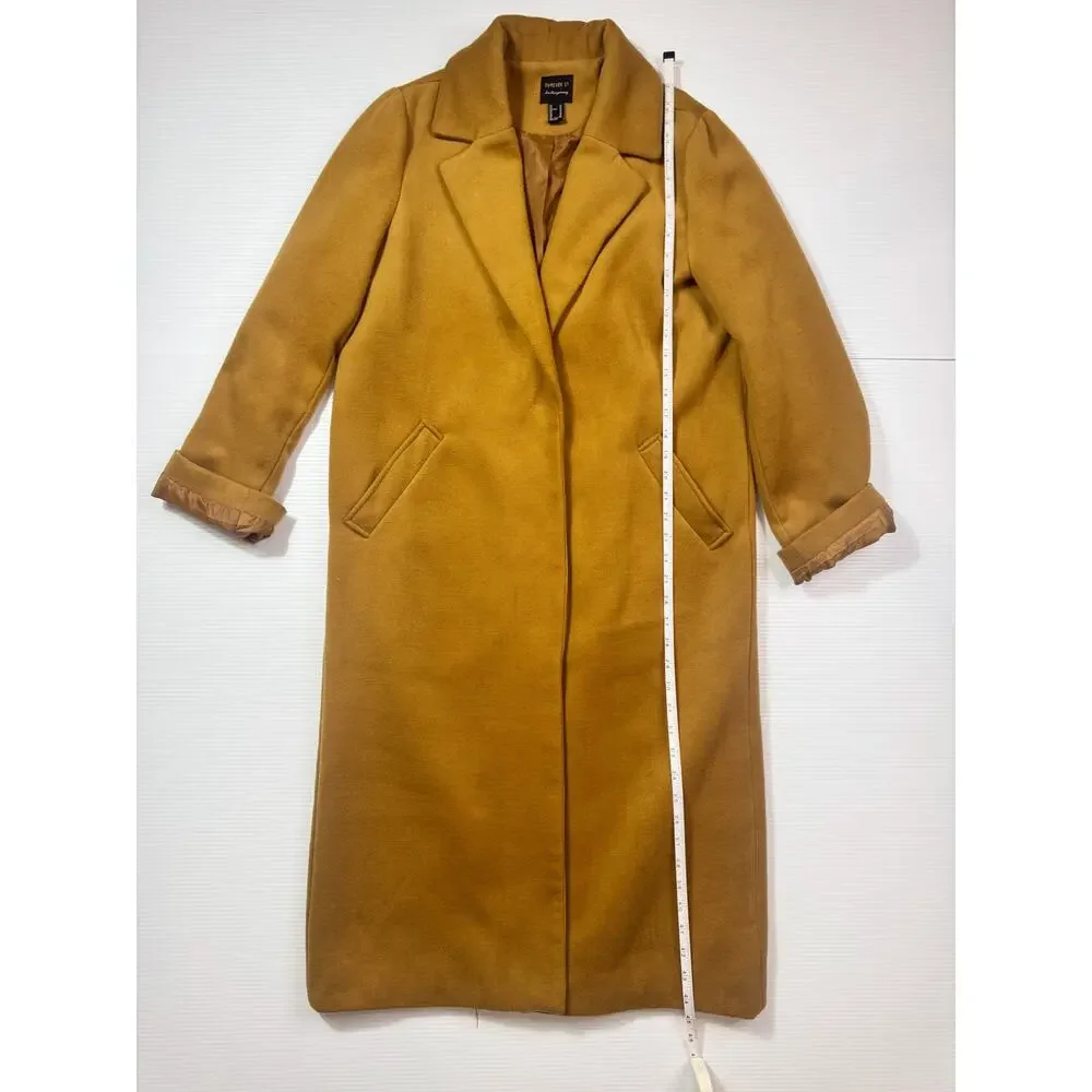 Camel Longline Over Coat Women’s Medium Minimalist Quiet Luxury 90s Old Money - Picture 7 of 16